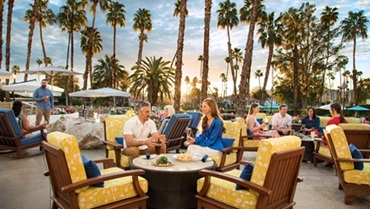 Couple dining outside