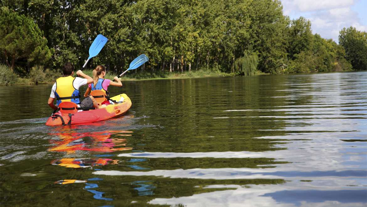 Couple kayaking