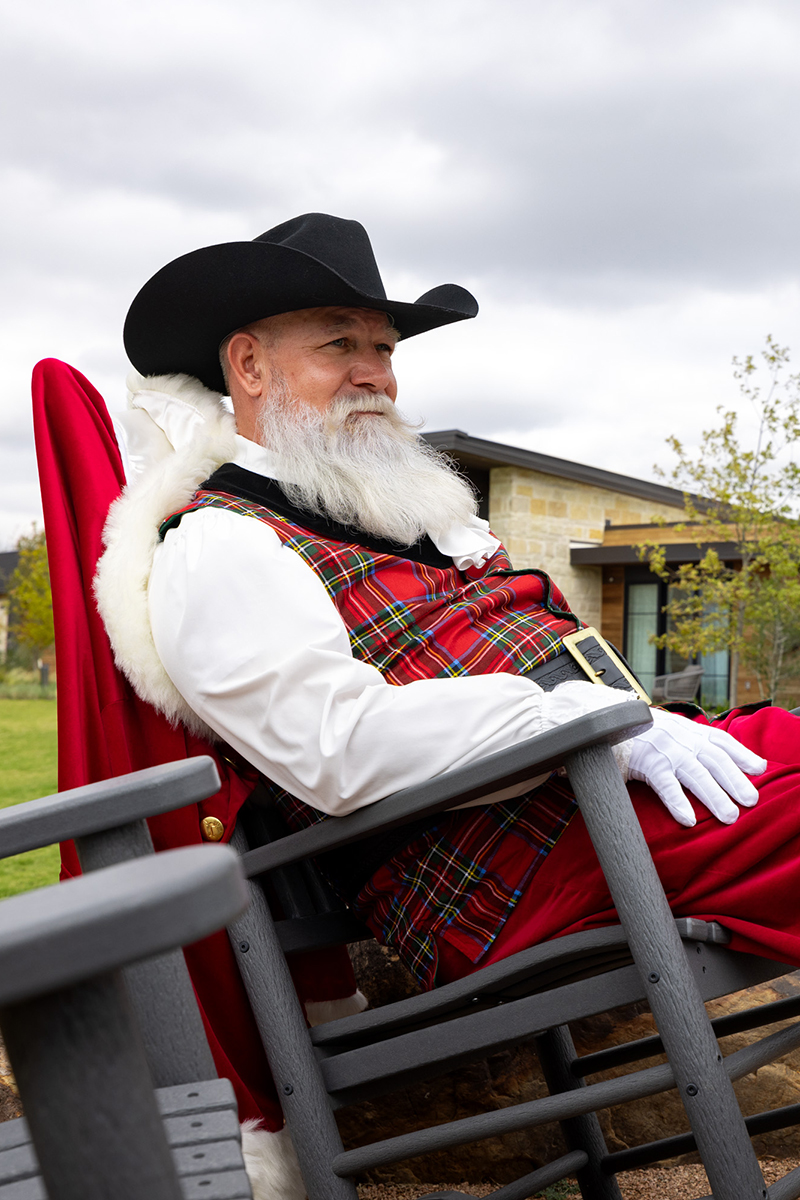 Santa sitting by the firepit 