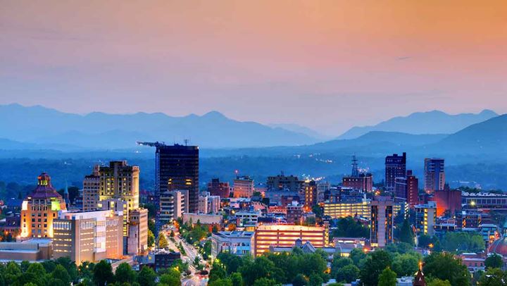 Aerial view of downtown Asheville