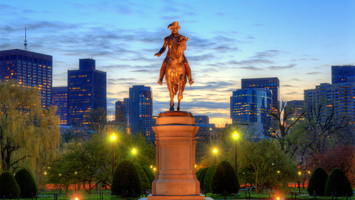 Statue with Boston background