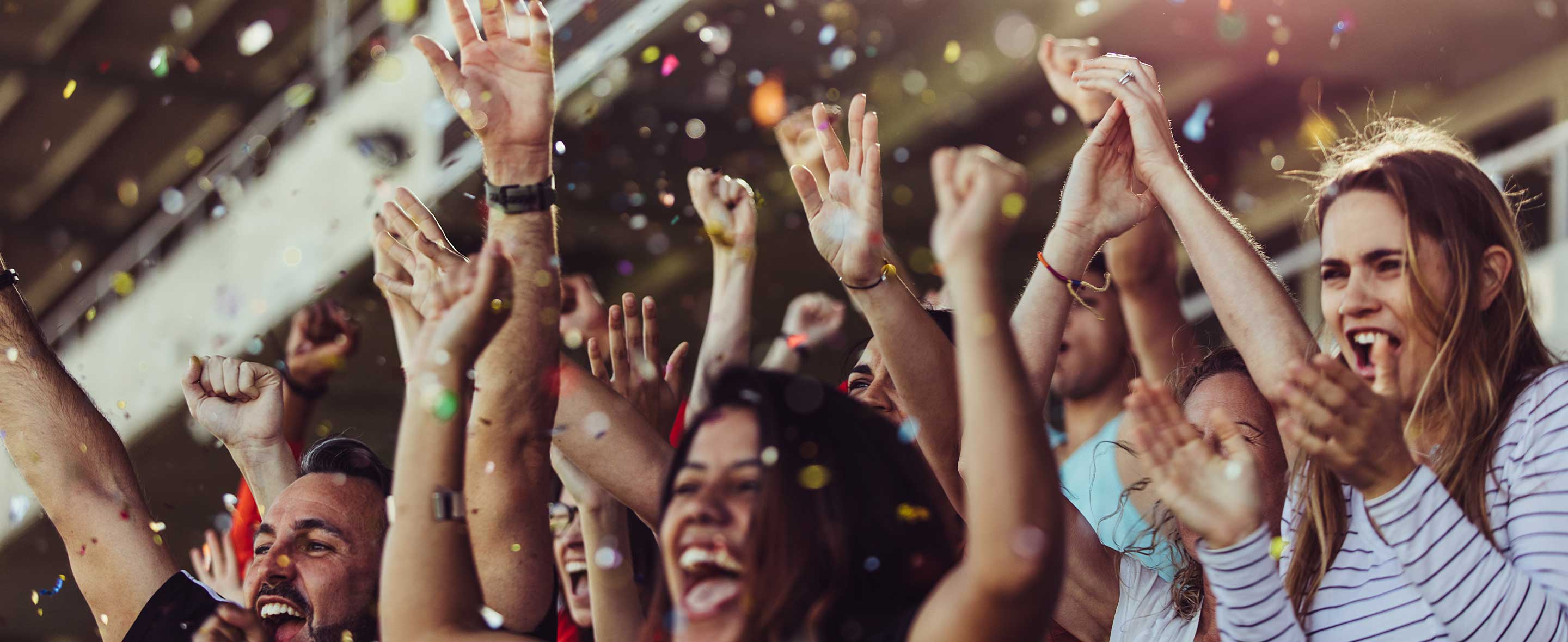 Crowd cheering at a sporting event