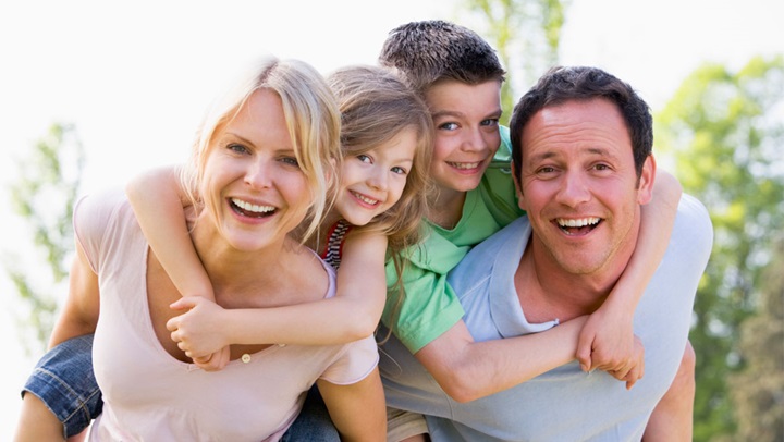 Family piggyback riding