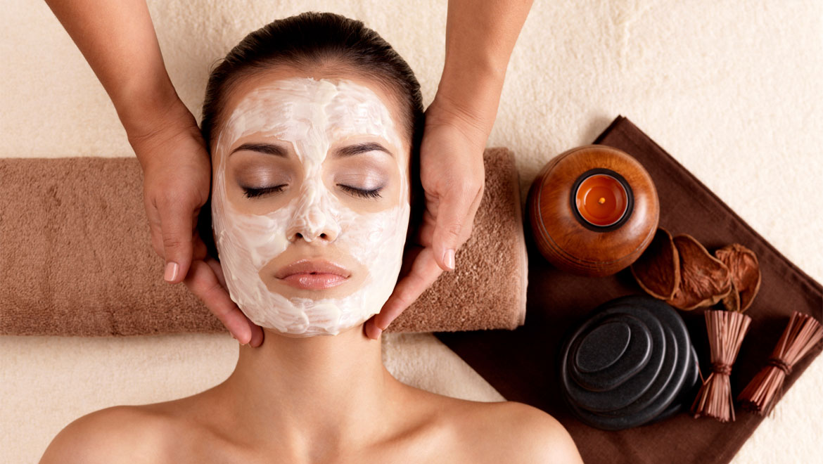 Woman relaxing facial