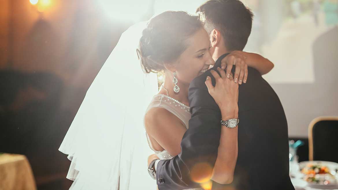 Happy bride and groom