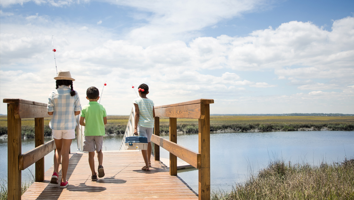 Kids fishing at Walker's Landing