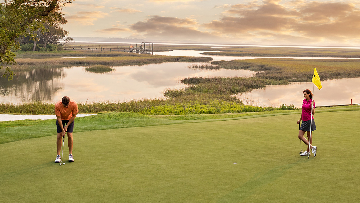 Golf Couple on Oak Marsh Hole 16