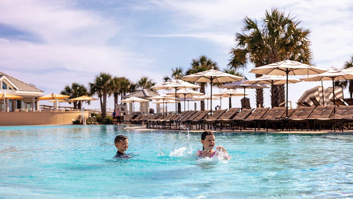 Kids Splashing at Family Pool