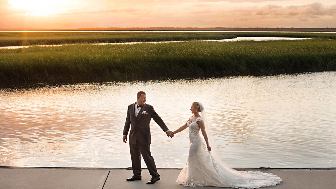 Bride and Groom at Walker's Landing