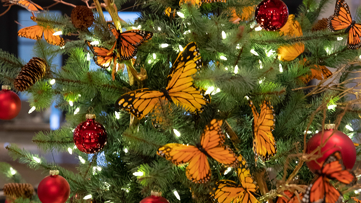 Christmas tree with butterflies