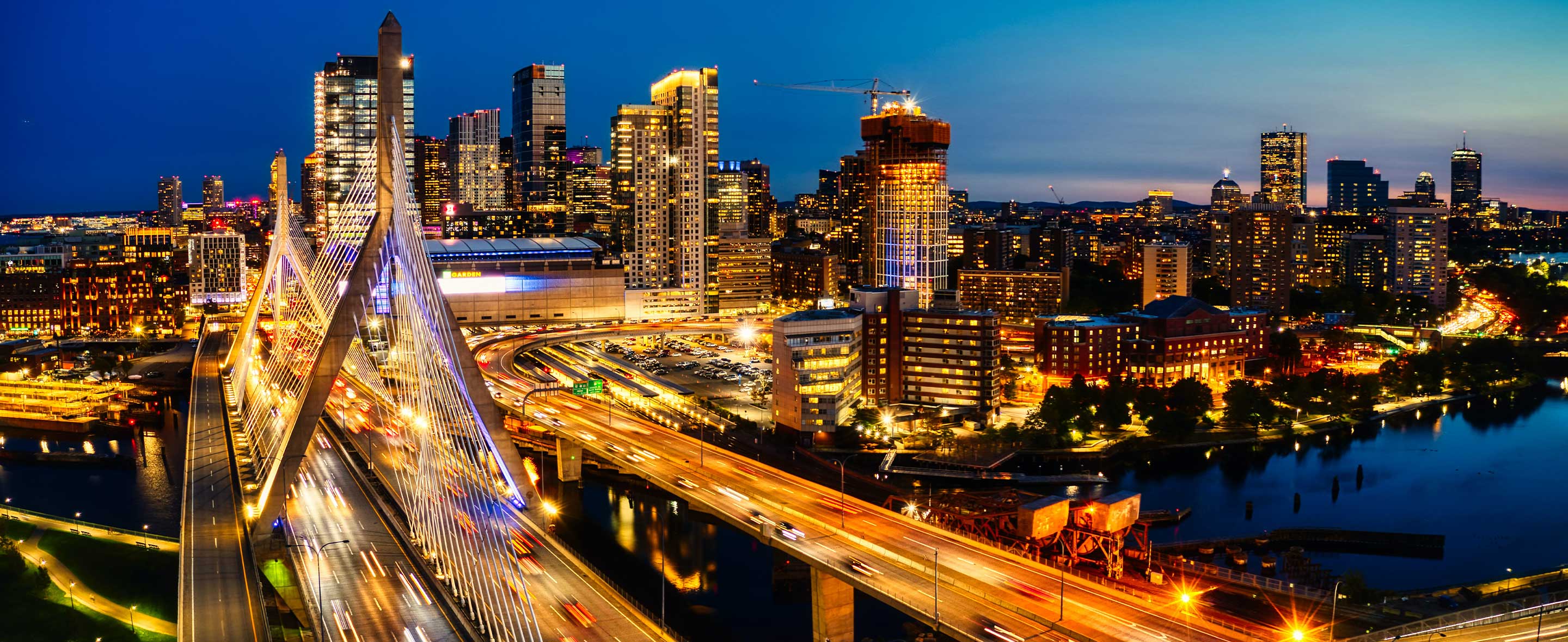 Boston skyline at night