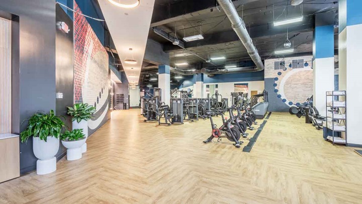 Interior of fitness center.