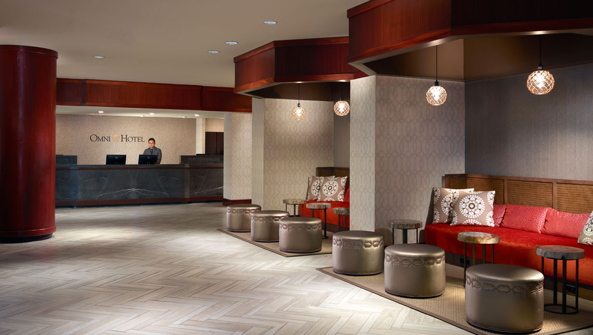 Hotel lobby with associate