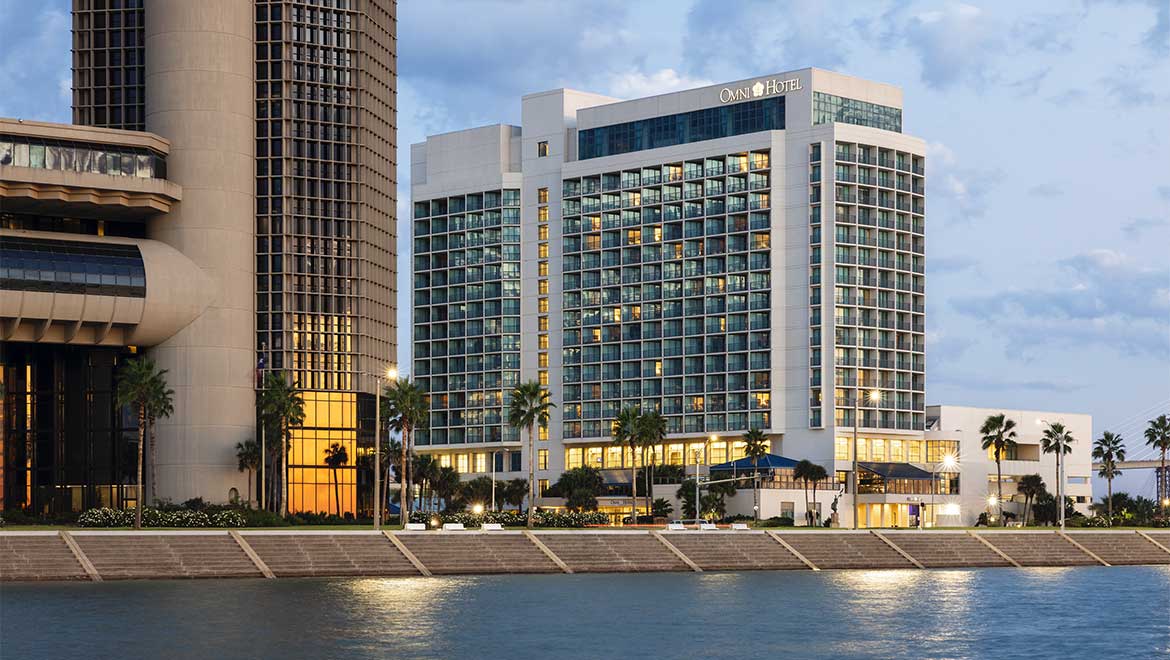Hotel exterior at night