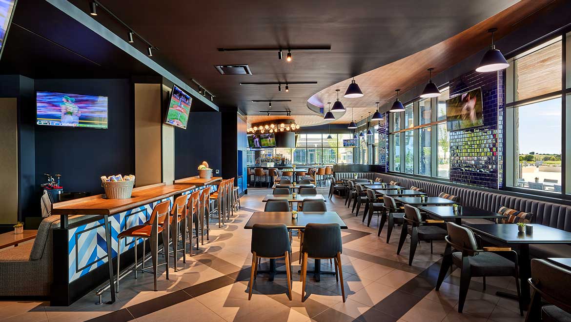 Interior of Top Golf restaurant