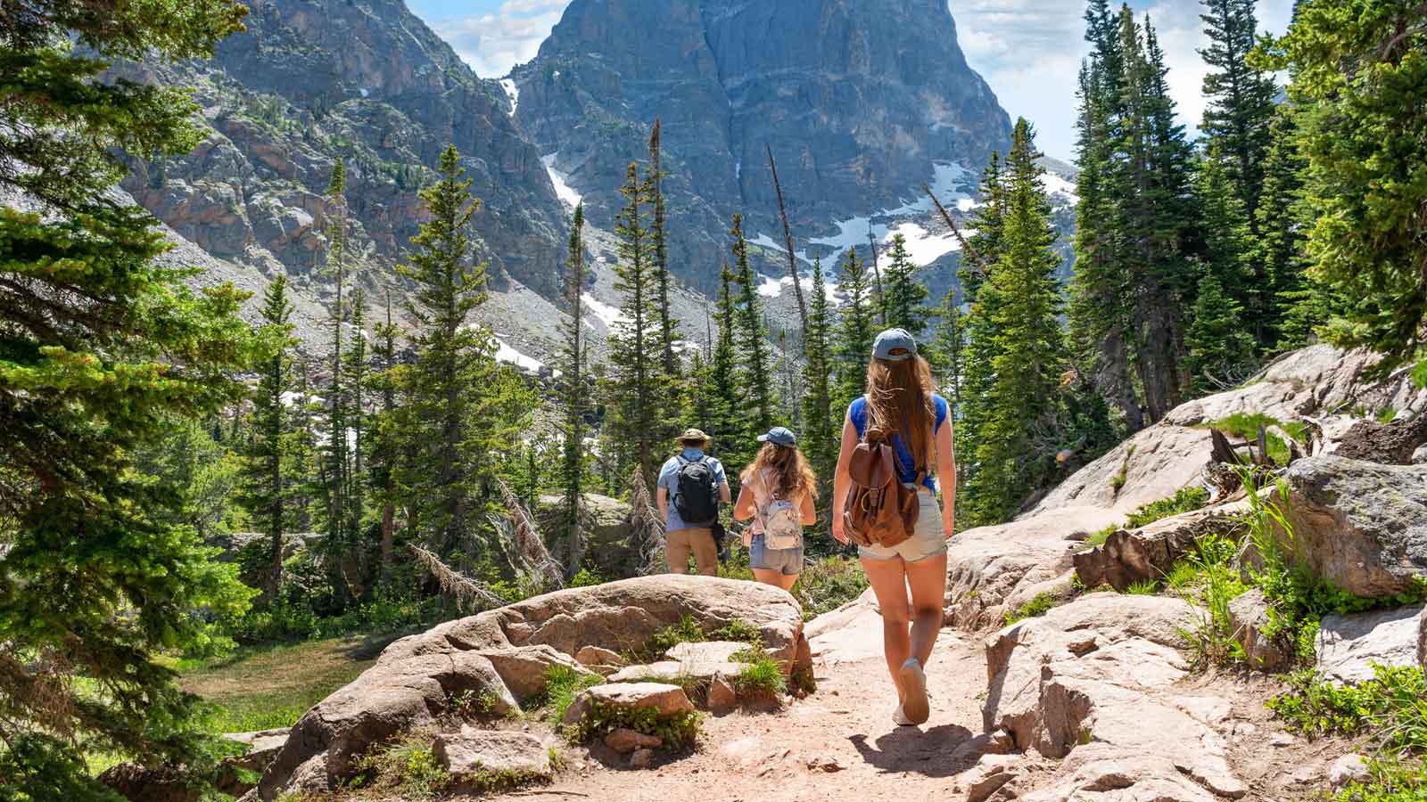 People hiking in the mountains.