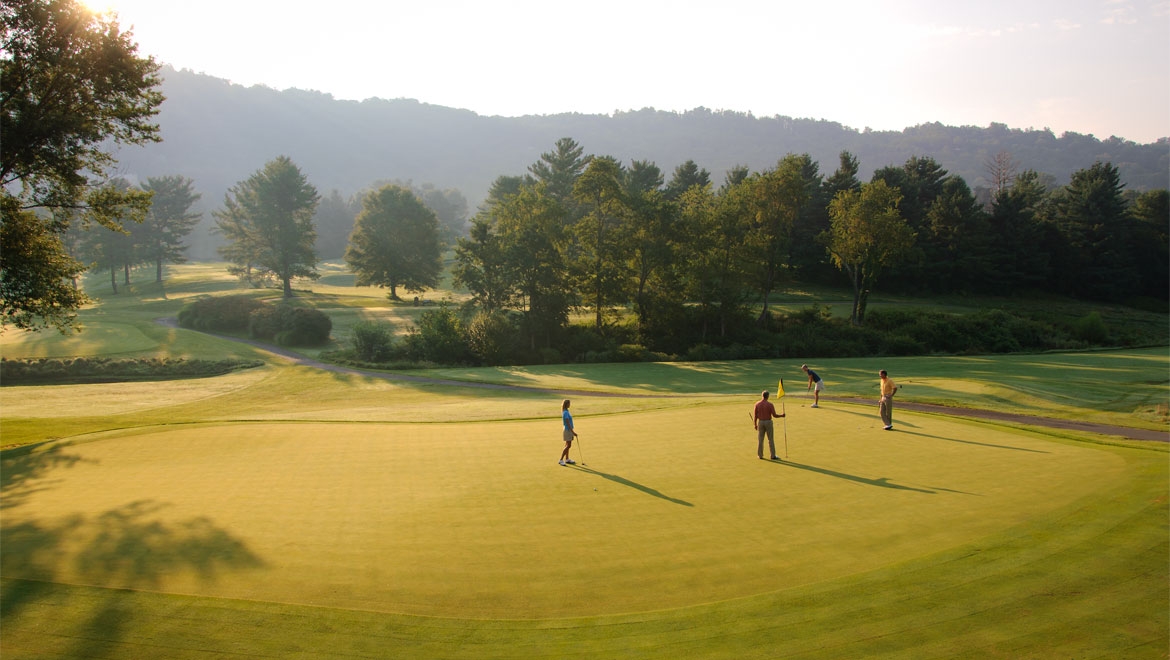 Group playing Grove Park Inn golf course 