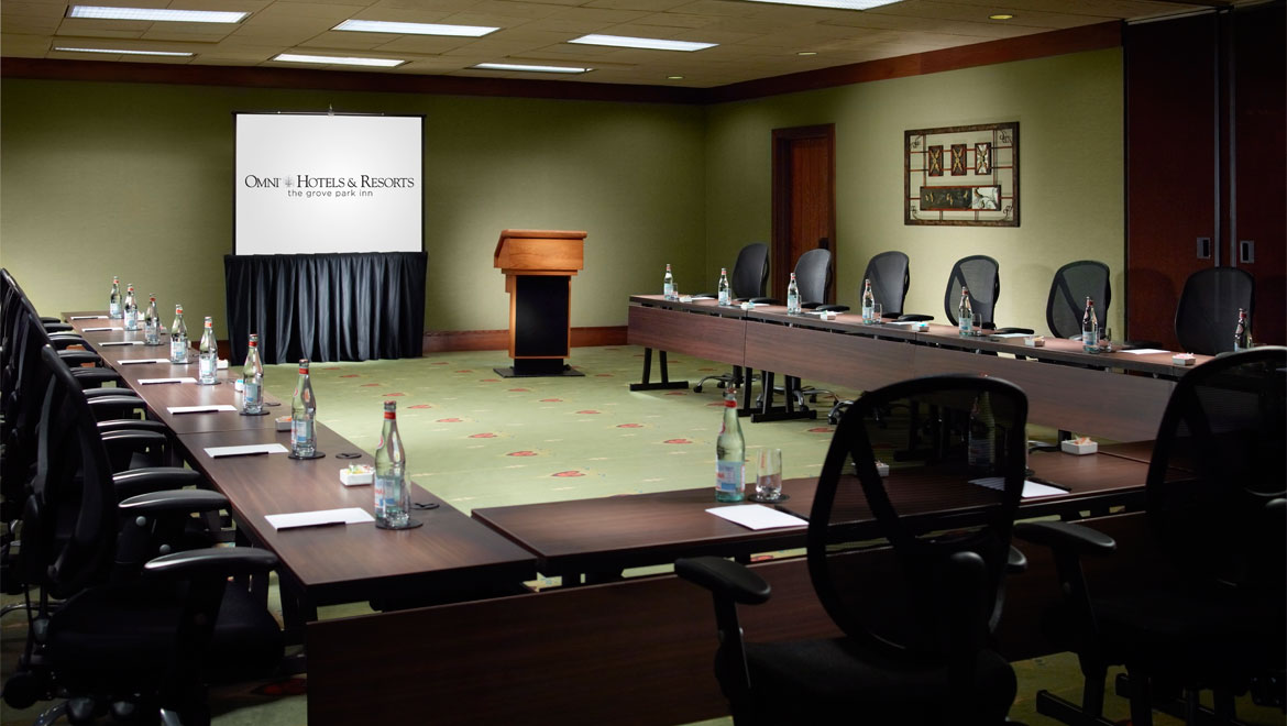 Meeting room with screen at Grove Park Inn