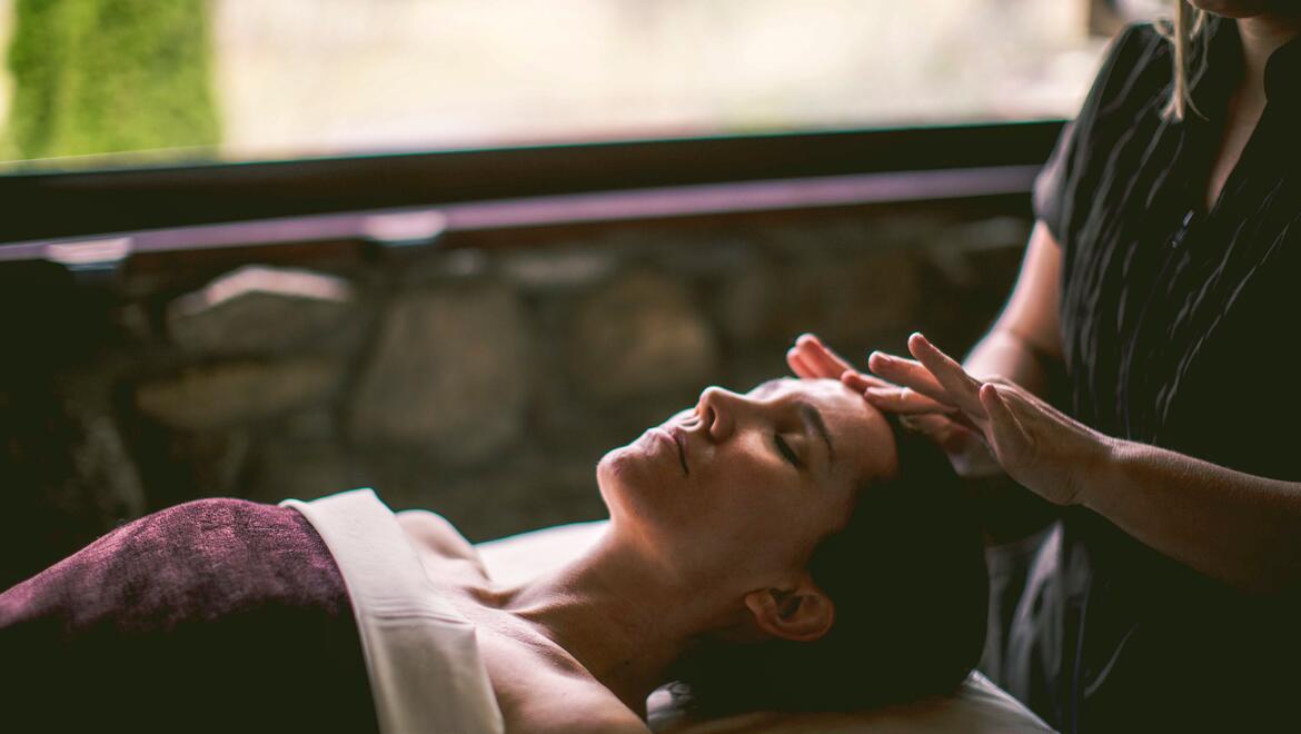 Woman receiving a massage.