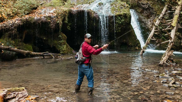 Man fly fishing