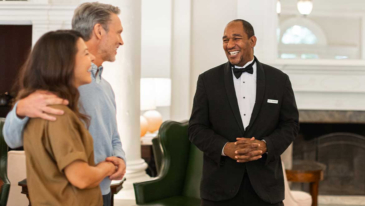 Concierge interacting with guests