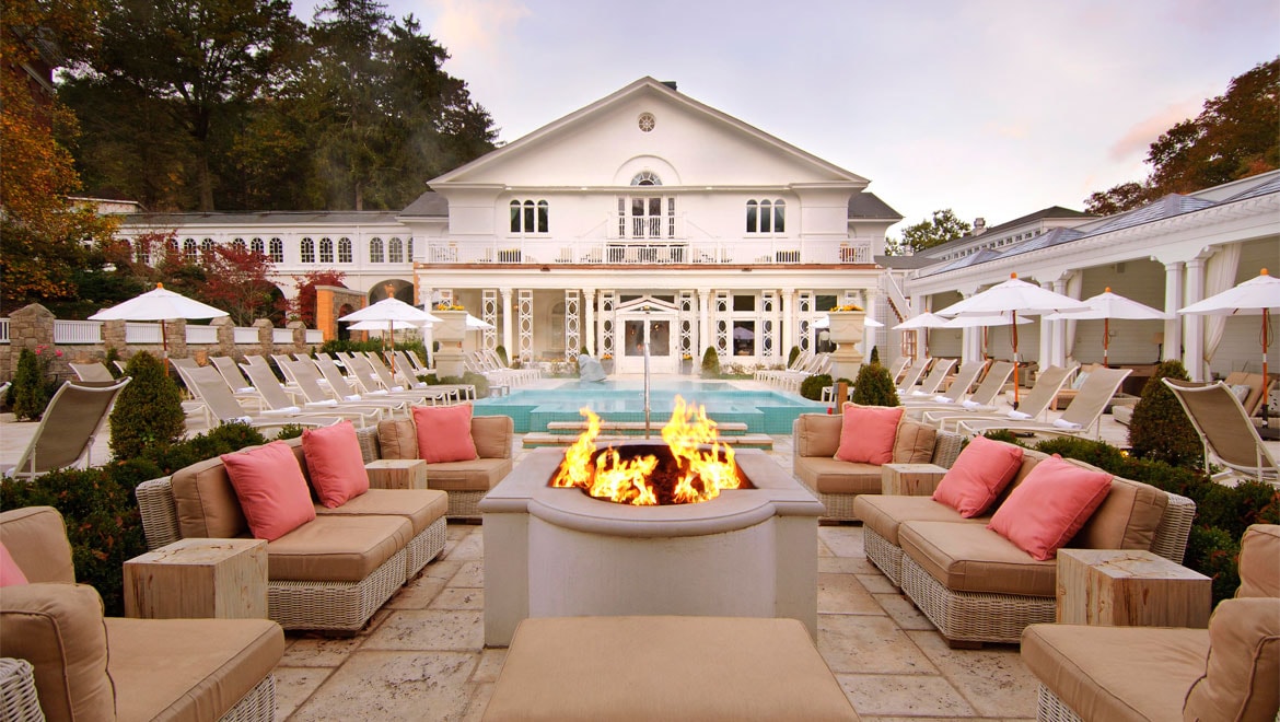 Indoor spa fire pit at Homestead Resort 