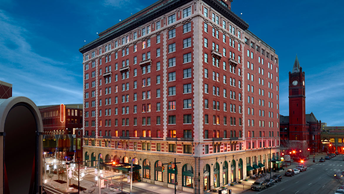 Hotel exterior at night