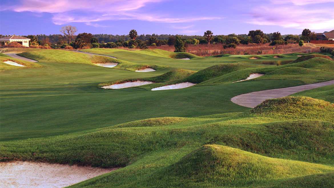 Purple skies over Orlando golf course 