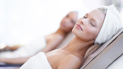 Woman relaxing at the spa.