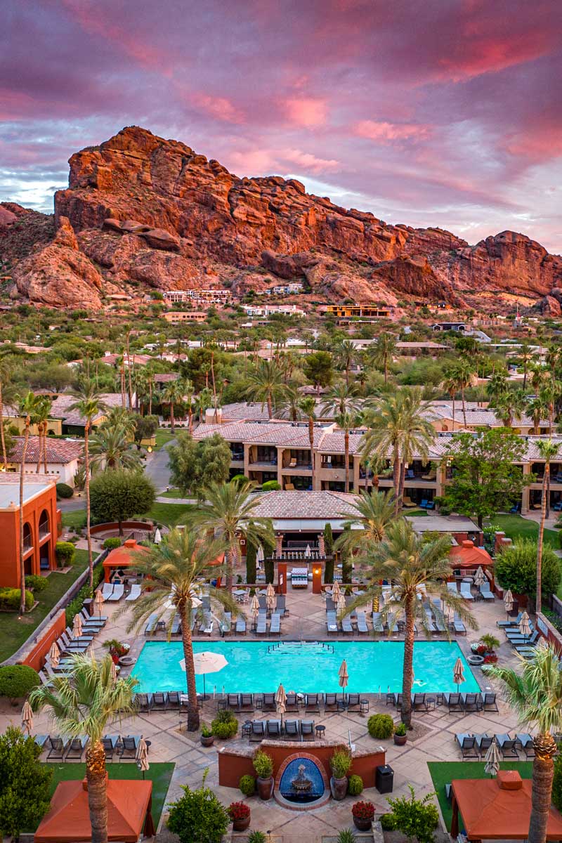 Omni Scottsdale Resort aerial view of pool.