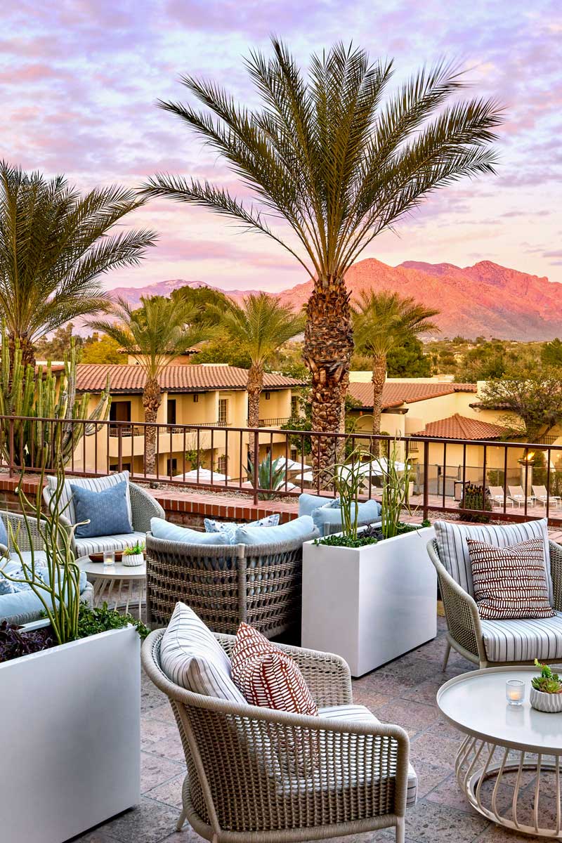 Beautiful deck sitting area at Omni Tucson National Resort