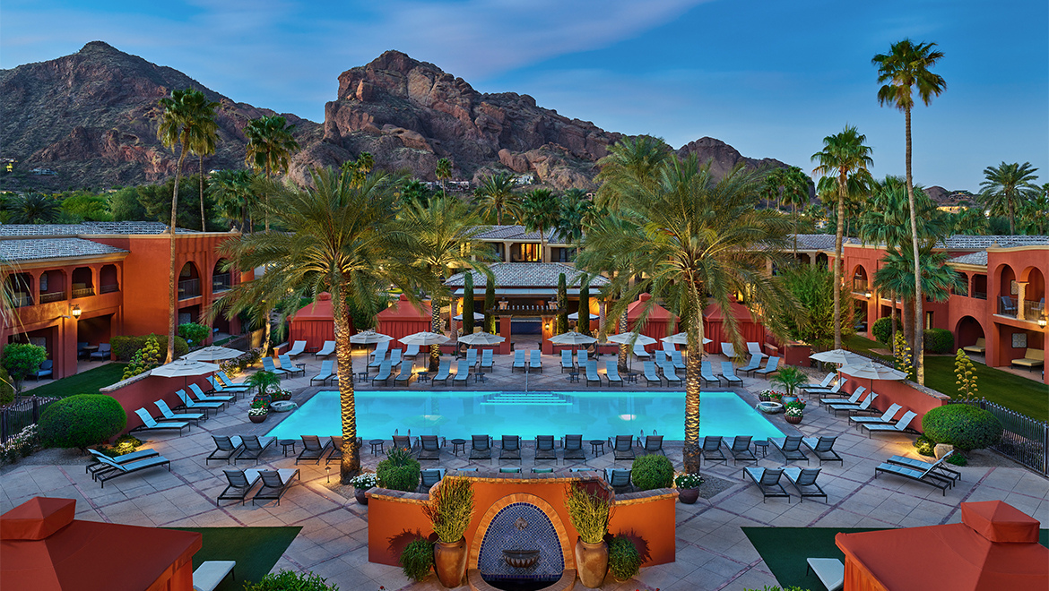 Arial view of the outdoor pool