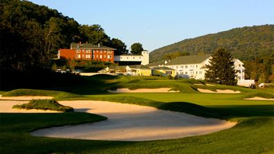 Bedford Springs Resort view from golf course 