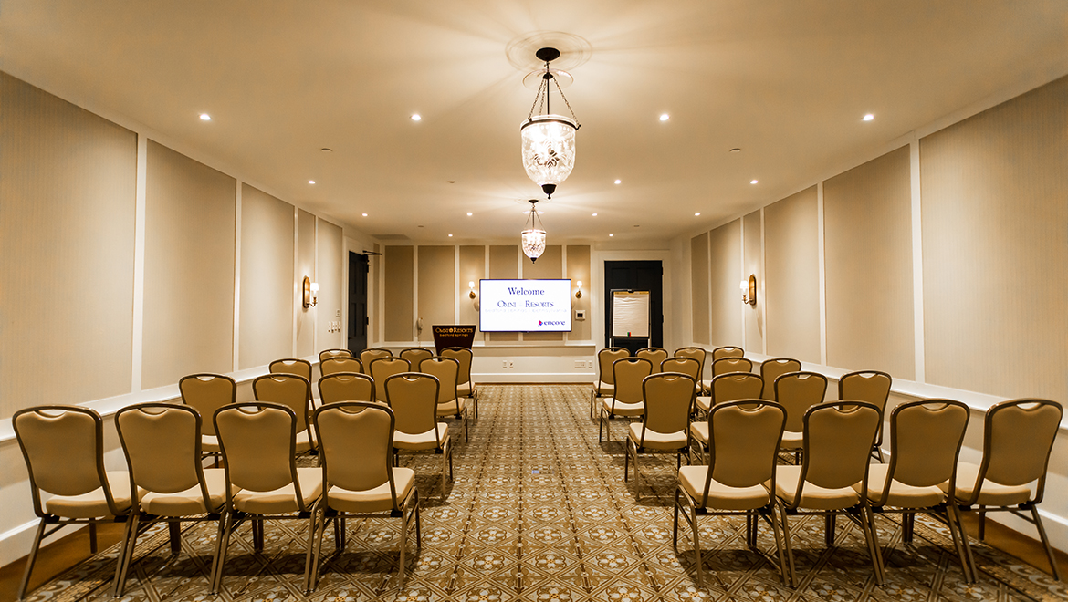 Meeting set up with center isle.