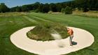 Donut shaped sand trap at Bedford Springs 