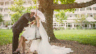 Bride and Groom on a swing