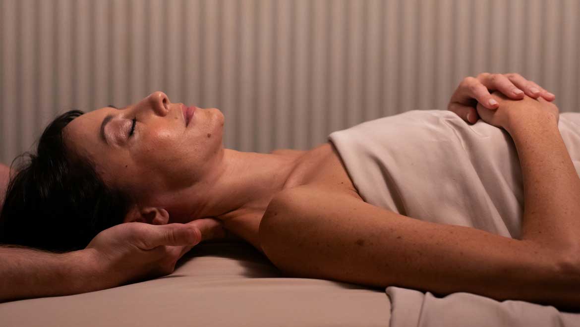 Woman on massage table.