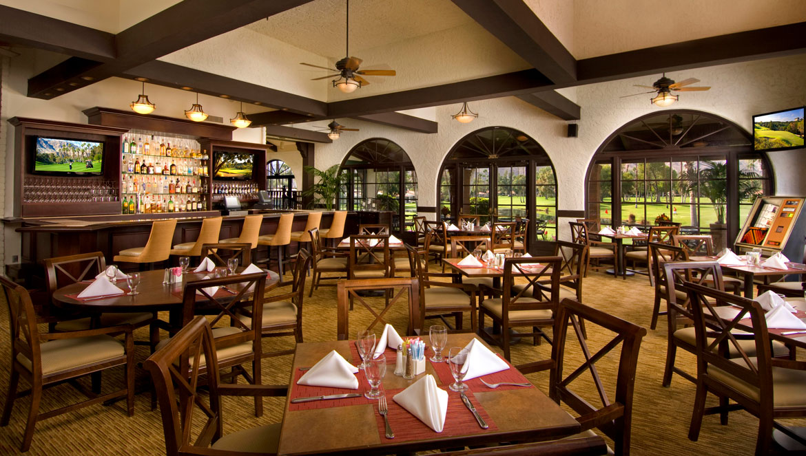 Dining area in restaurant.