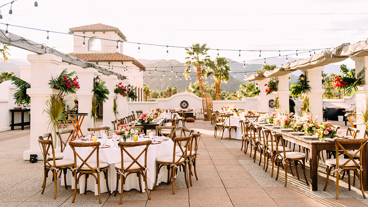 Terrace wedding reception