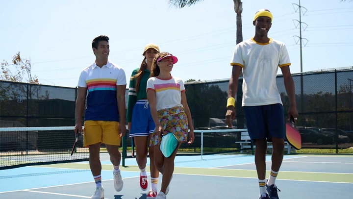 Group of friends playing pickleball