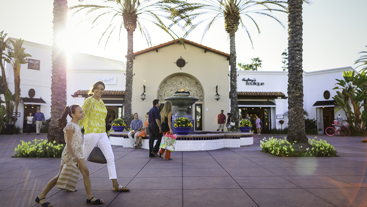 People walking in the plaza