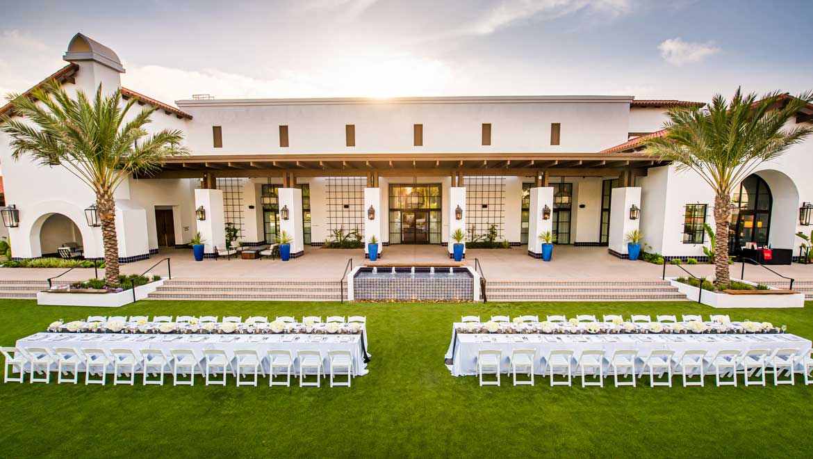 Wedding set up on a lawn.