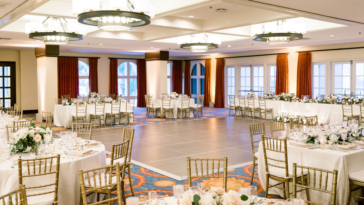 Wedding reception in ballroom