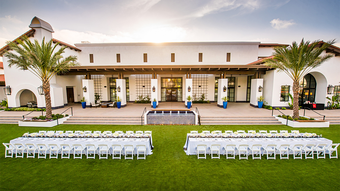 Outdoor wedding reception set up