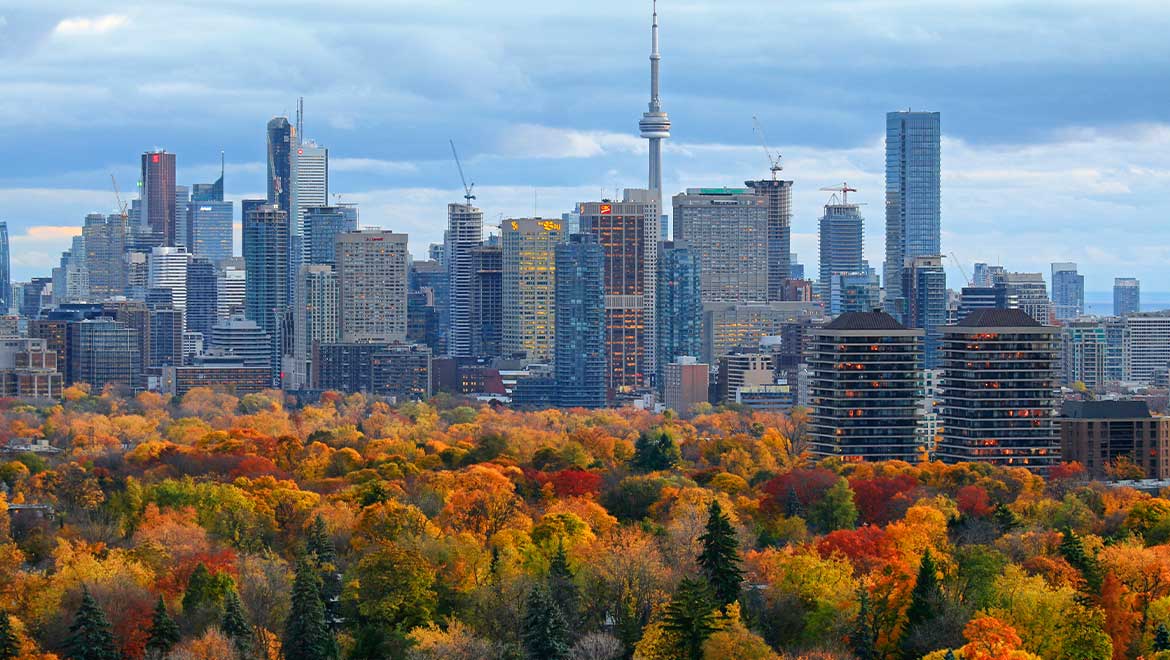 Toronto skyline during the fall
