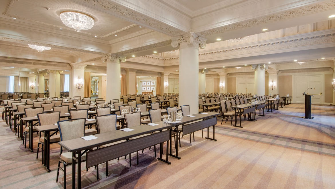 Classroom set up in ballroom