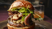 Burger with fresh trimmings.