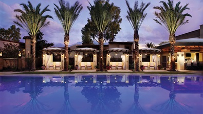 Omni Tucson National Resort pool at dusk 