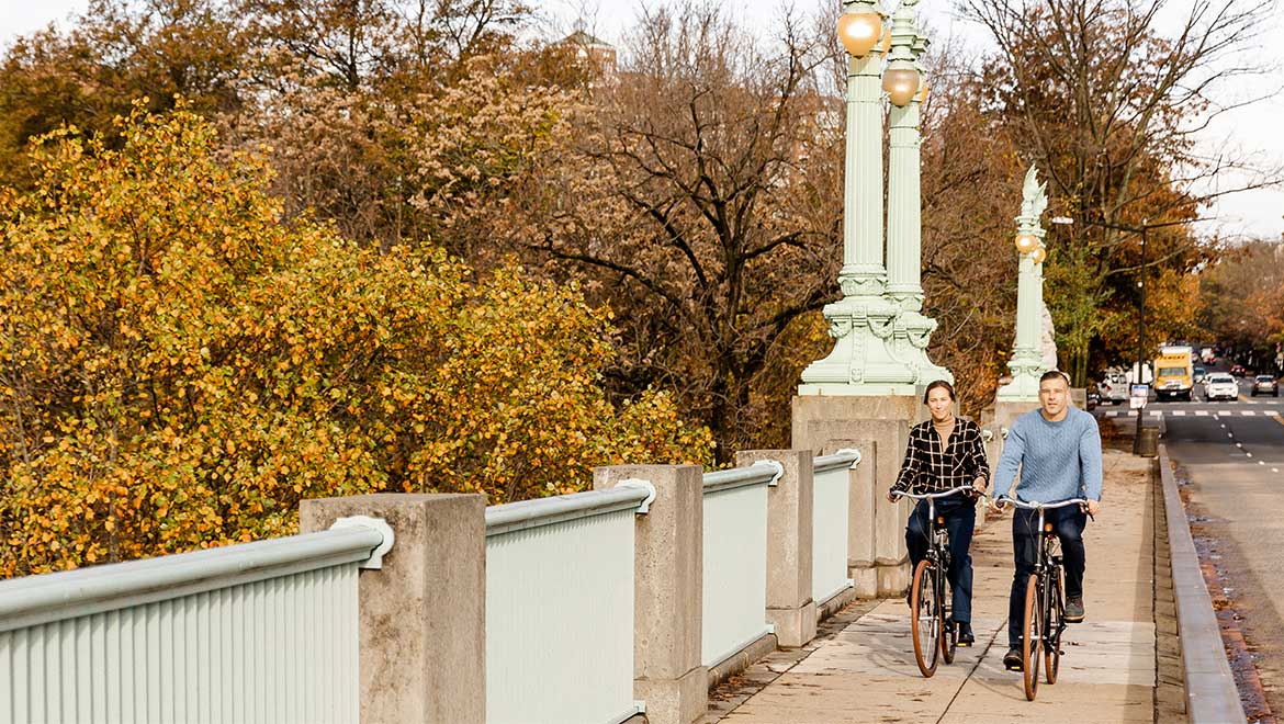 Couple bike riding